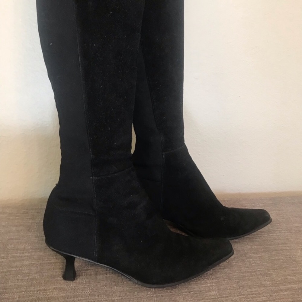Stuart Weitzman Black Suede OTK Boot- Elastic Back - Picture 3 of 8